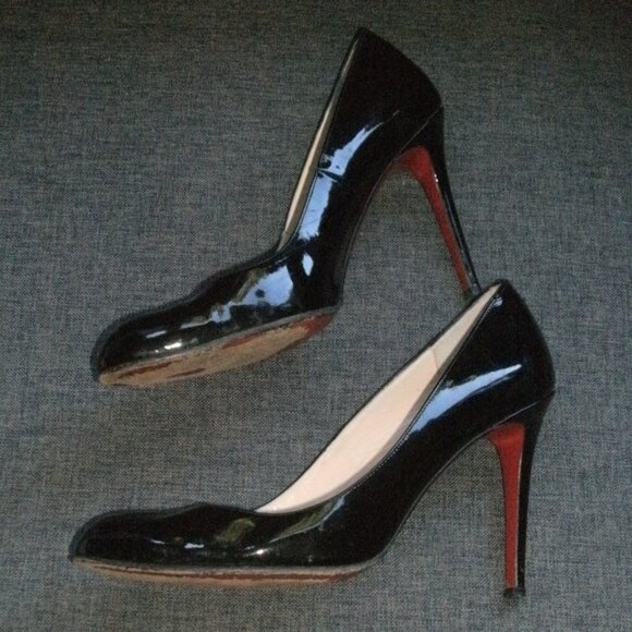 Christian Louboutin Red Bottom Black Patent Leather High Heel Pumps Shoes ~ 39.5 - Picture 2 of 10